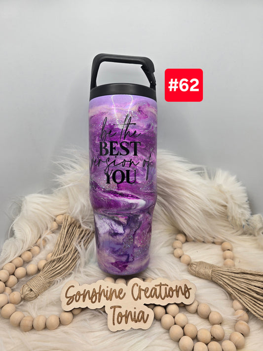 #62 Live Sale 3/15/2026 - 30oz clipmate- Purple glow reverse marble- Be the best version of you