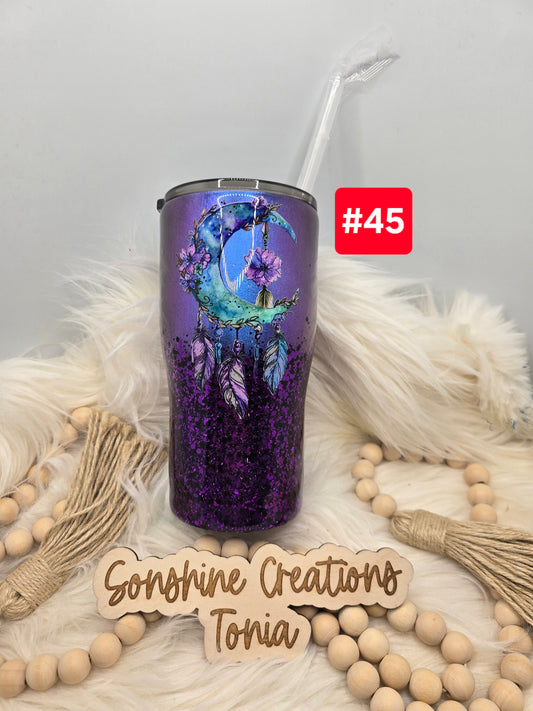 #45 Live Sale 3/15/2026 - 20oz Curve- Purple moon with feathers