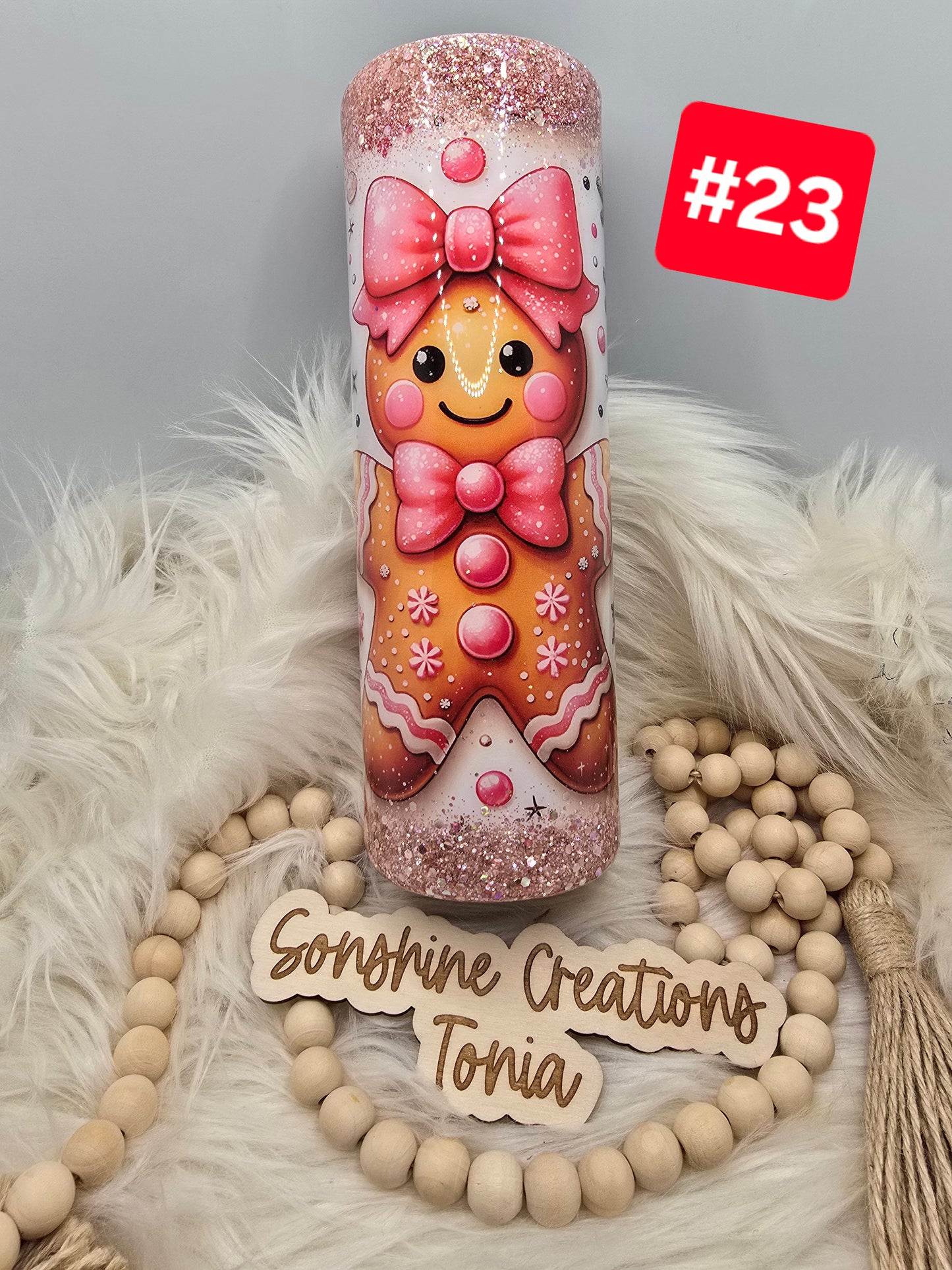 #23--Live Sale 12/07/2025 - 30oz Skinny- Pink Gingerbread man vinyl wrap