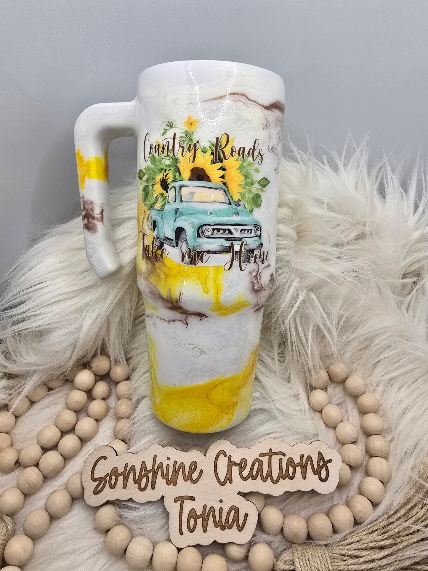 Birthday Drop 06/06/2025 -30oz Grippy- Yellow Elegance: Country Roads Take me home