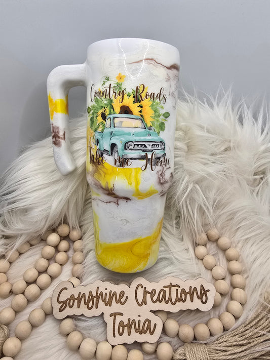 Birthday Drop 06/06/2025 -30oz Grippy- Yellow Elegance: Country Roads Take me home