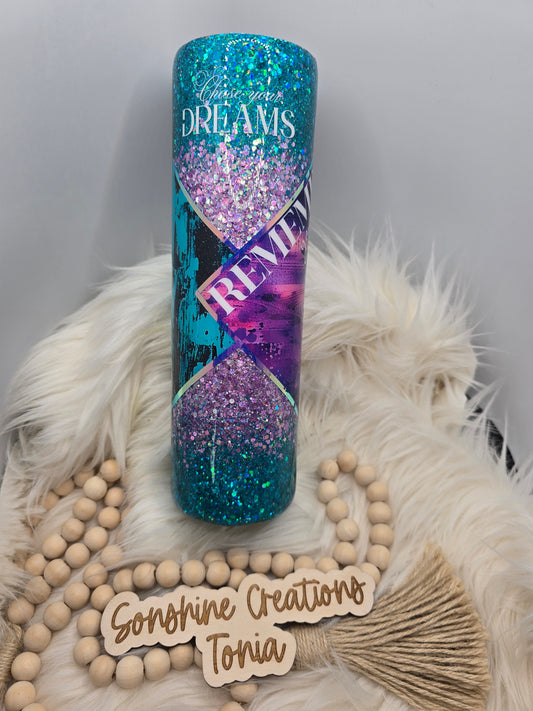 Birthday Drop 06/06/2025 - 35oz Duo- Purple Teal Leopard vinyl " Remember your Why, Chase your dreams, Know your Worth"