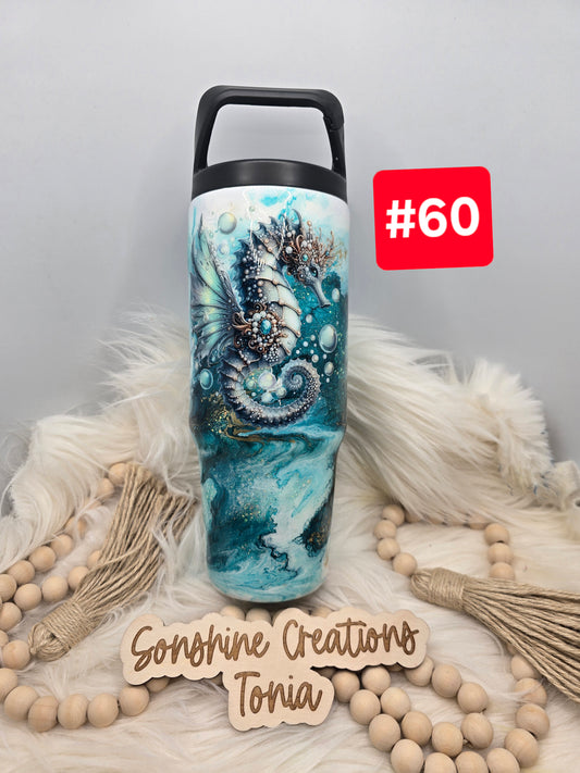 #60 Live Sale 3/15/2026 - 30oz clipmate- Teal Marble- Seahorse