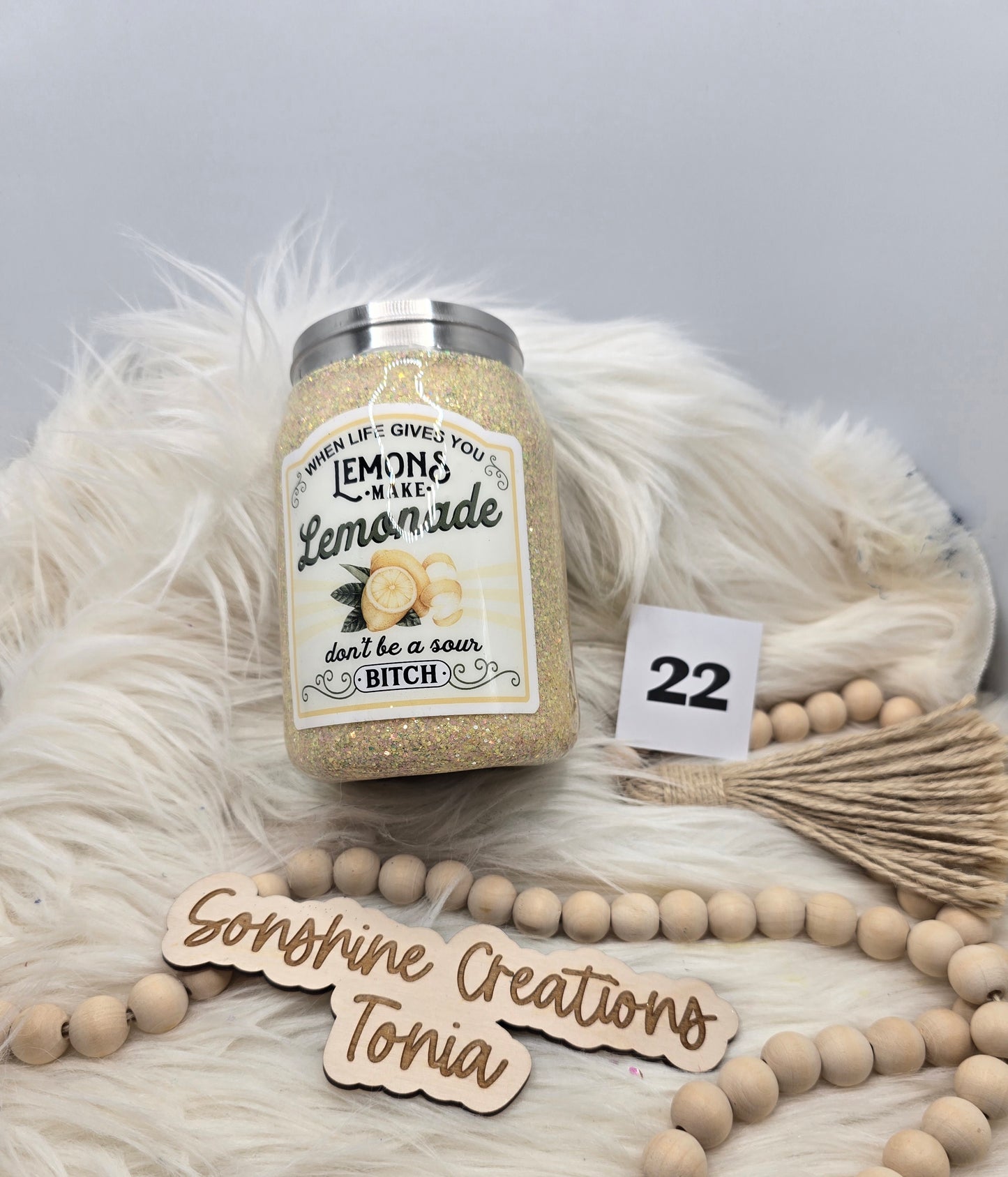 #22 Live Sale 5/31/2026 - 12oz Stainless mason Jar- Lemonade " Done be a sour B*tch"