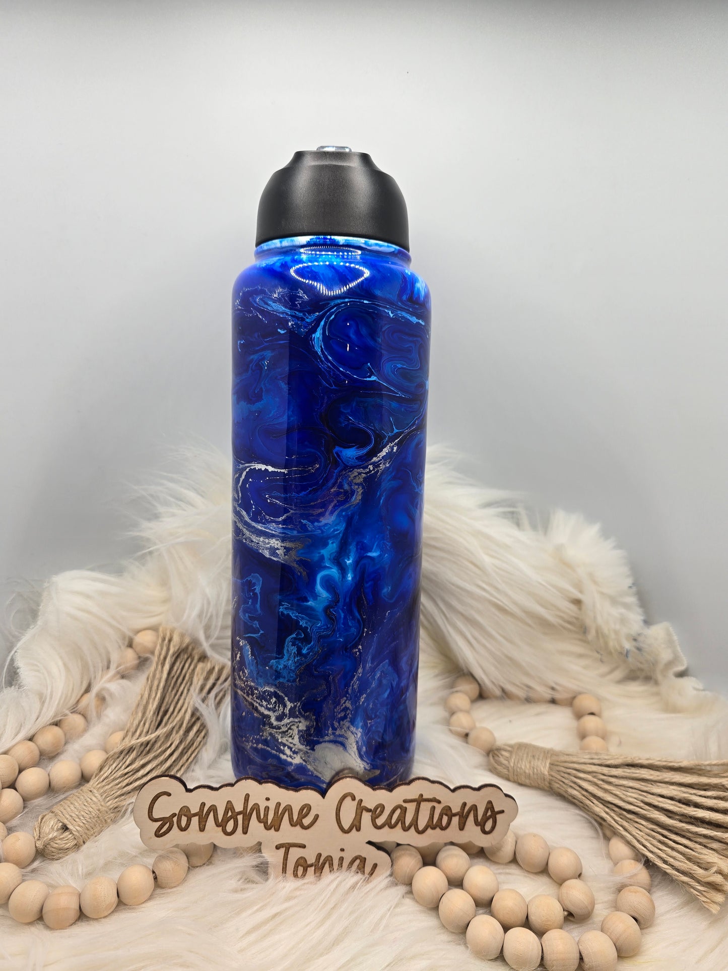 #101 Live Sale 3/15/2026 - 40oz Hydro Duo- Blue ink swirl- Eagle flag