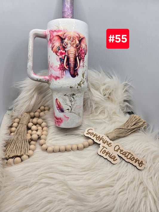 #55- Live Sale 09/14/2025 - 40 oz. Handle: Pink Elegance Elephant
