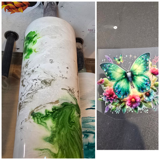 9/18/25 Tonia's Live Creations -24oz Dual Flip- Green Elegance ( Butterfly)