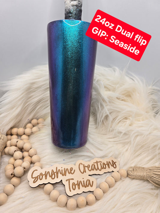 LIVE HYDRO DIP BASE 10/07/2025- 24oz Dual flip- GIP Mica: Seaside