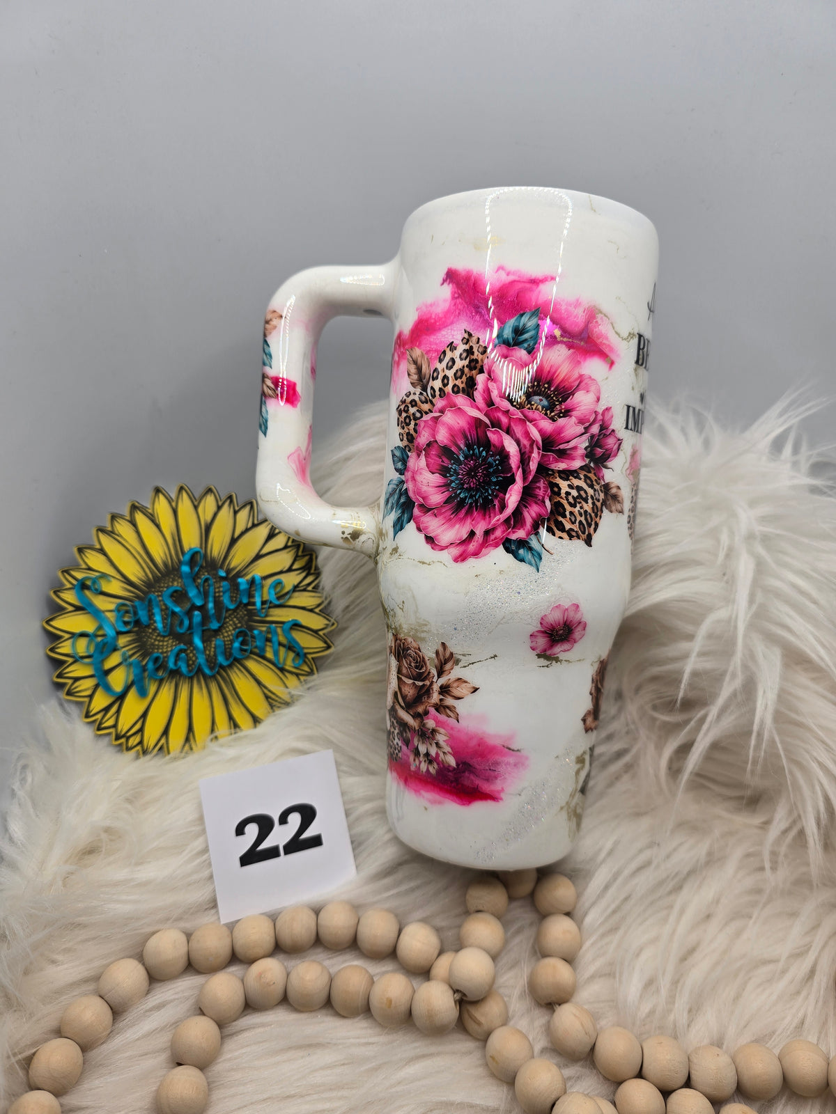 #22 - 30oz Big Swig - Pink Elegance with Pink Leopard Flowers and Always Believe quote