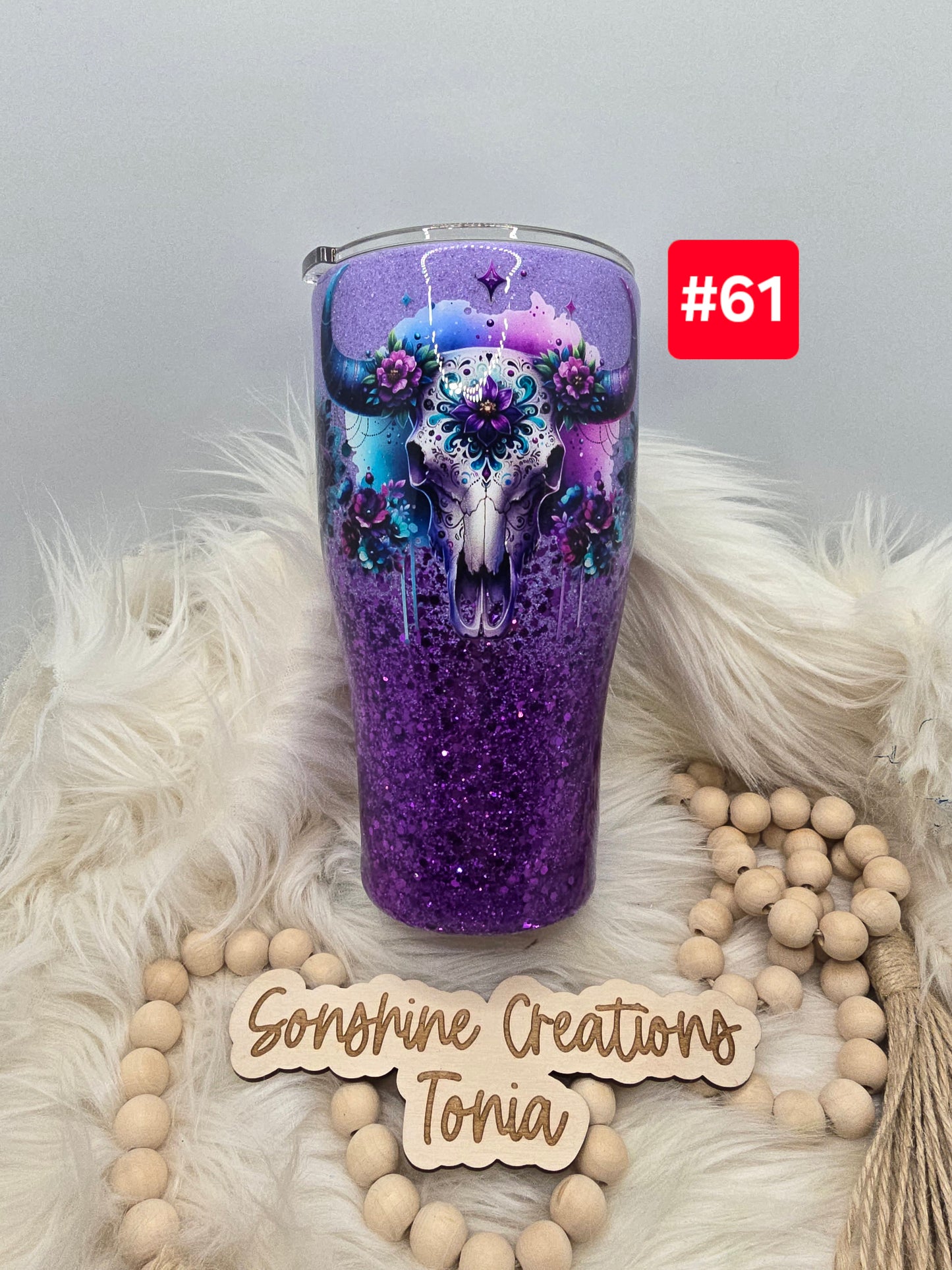 #61--Live Sale 12/07/2025 - 30oz Curve- Purple cow skull