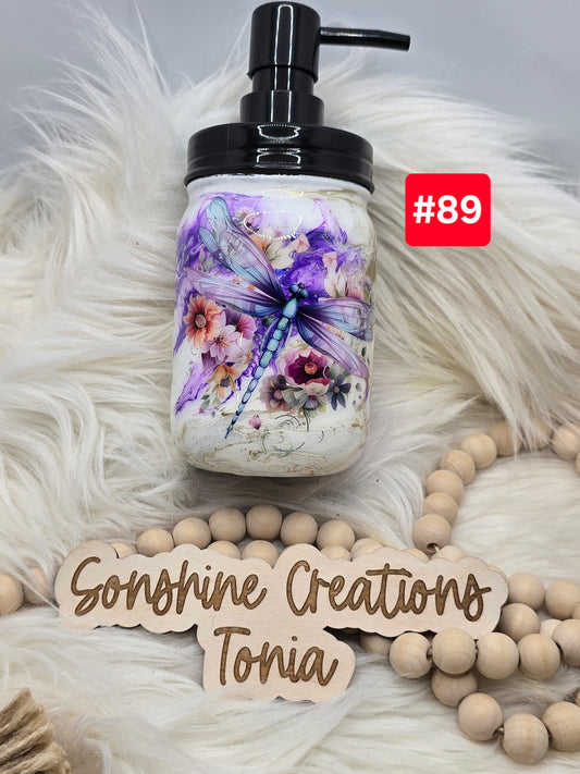 #89 Live Sale 2/01/2026 - 16oz Glass soap dispenser- Purple elegance- Dragonfly