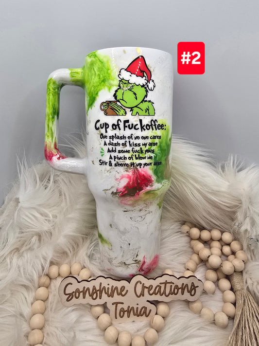 #2--Live Sale 12/07/2025 - 40oz Handle Green man Cup of Fu**offee