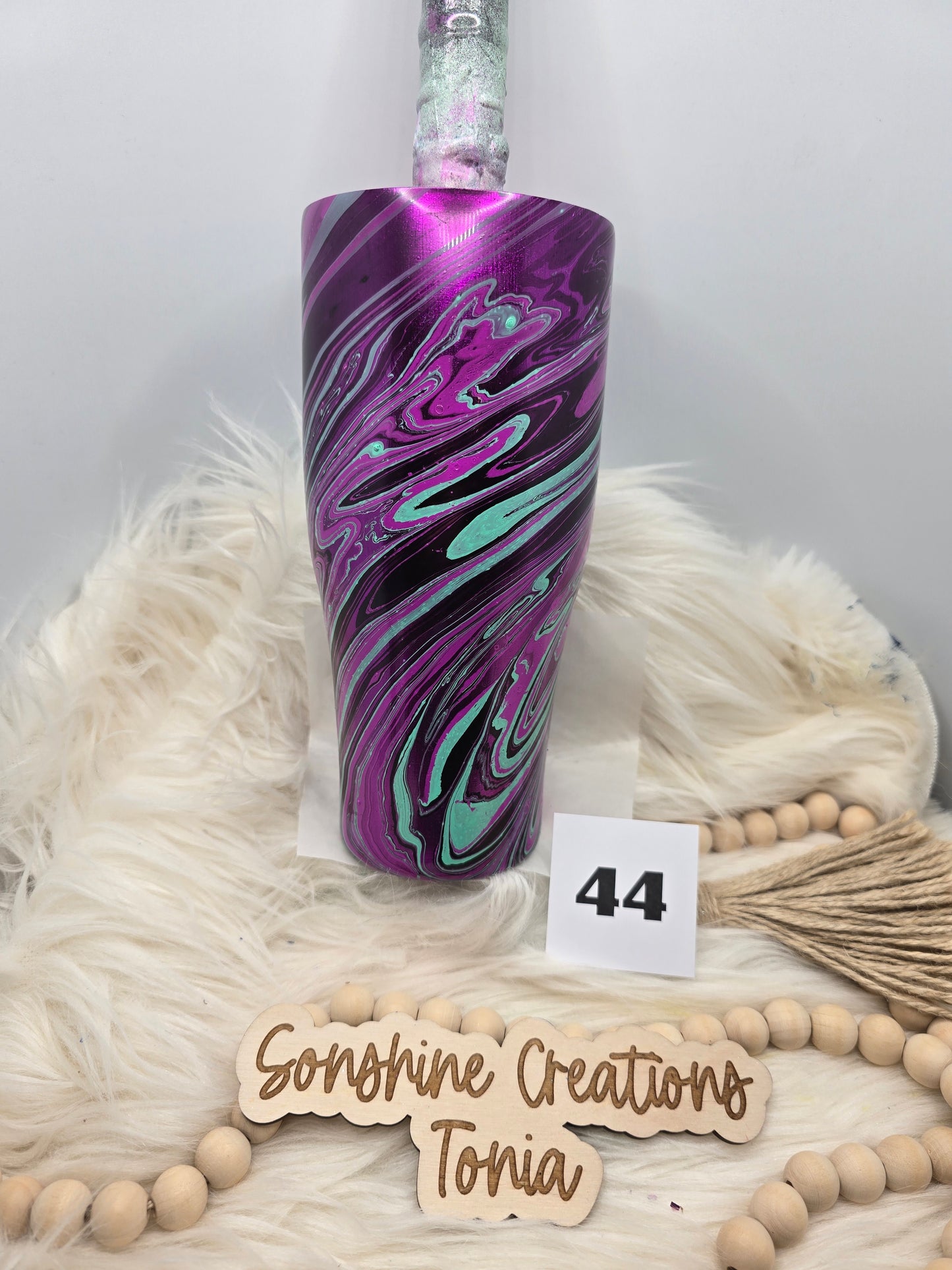 #44 Live Sale 5/31/2026 - 30oz Cup/caddy- Wicked stepmother- mint, purple black hydro dip