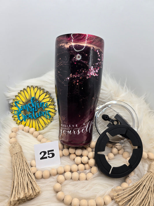 #25 - 30oz cup caddy- Ruby " Believe in yourself"