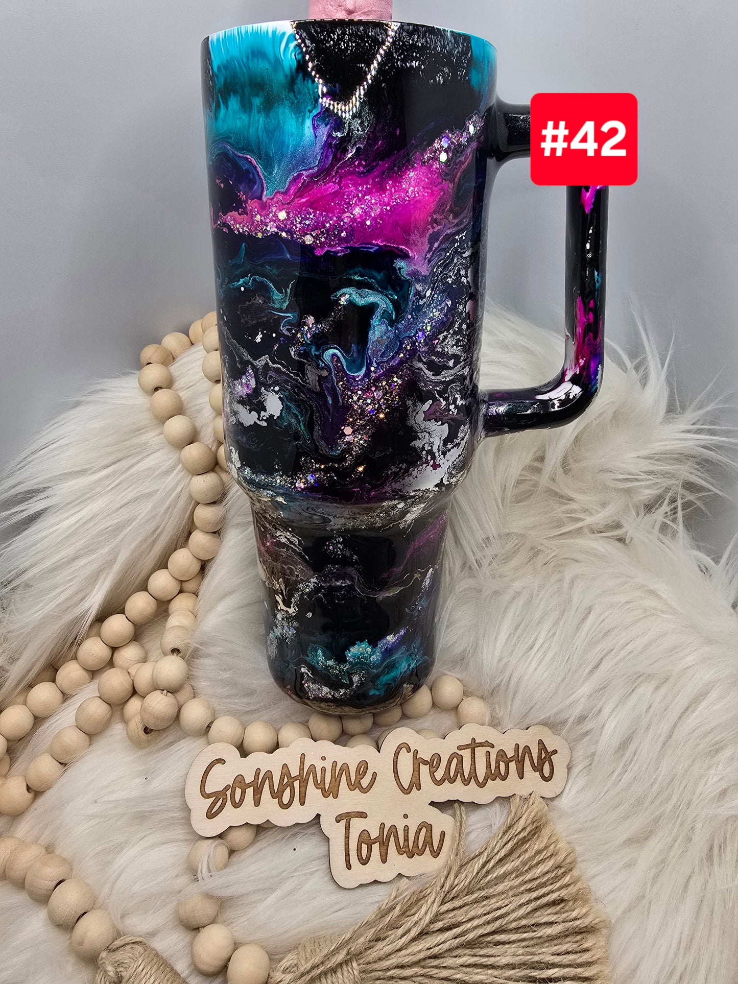 #42- Live Sale 07/13/2025 -  40oz Handle- Angela Swirl with glitter