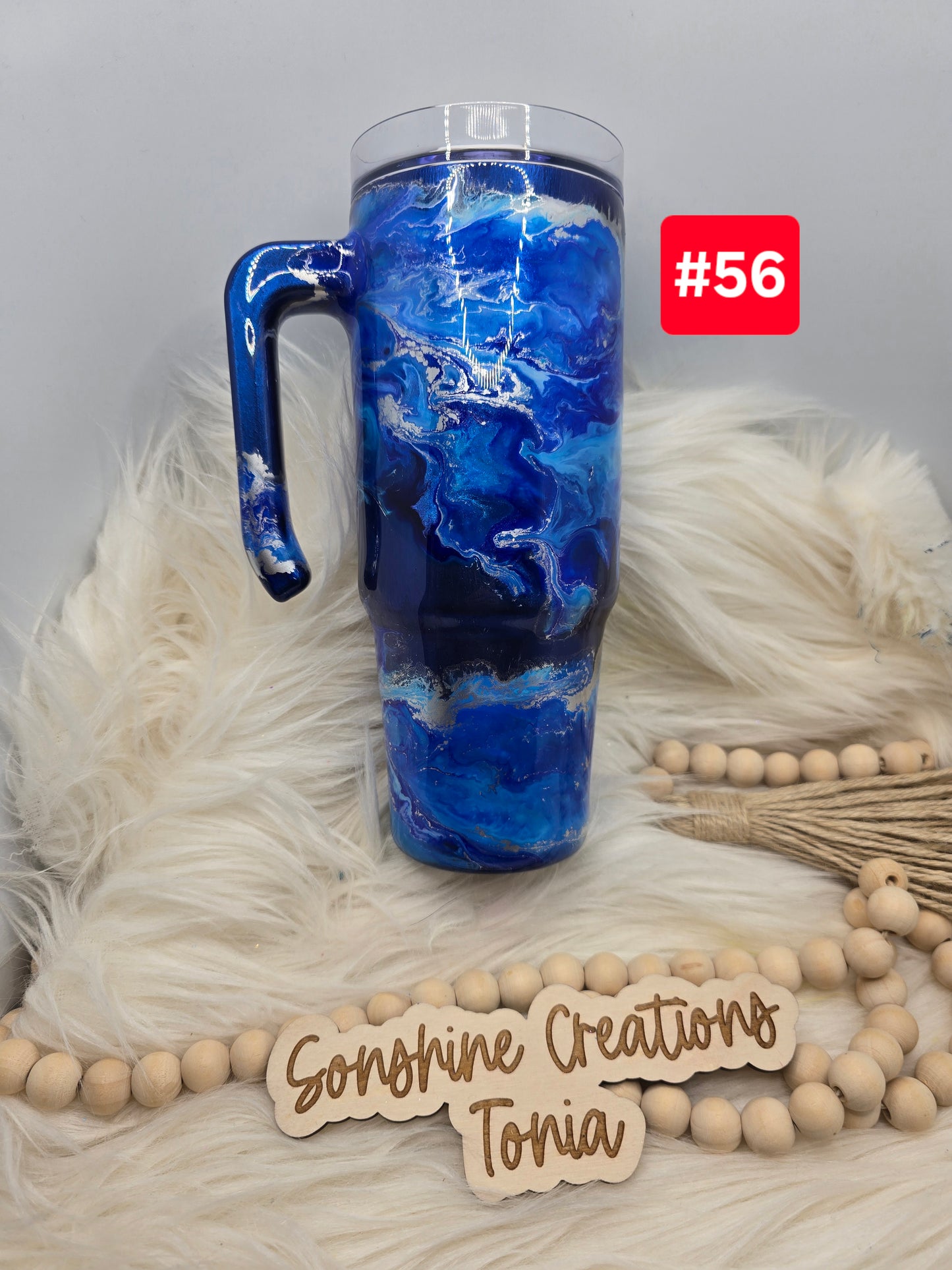 #56 Live Sale 5/03/2026 - 30oz Grippy- Blue Mica base- Blue ink swirl