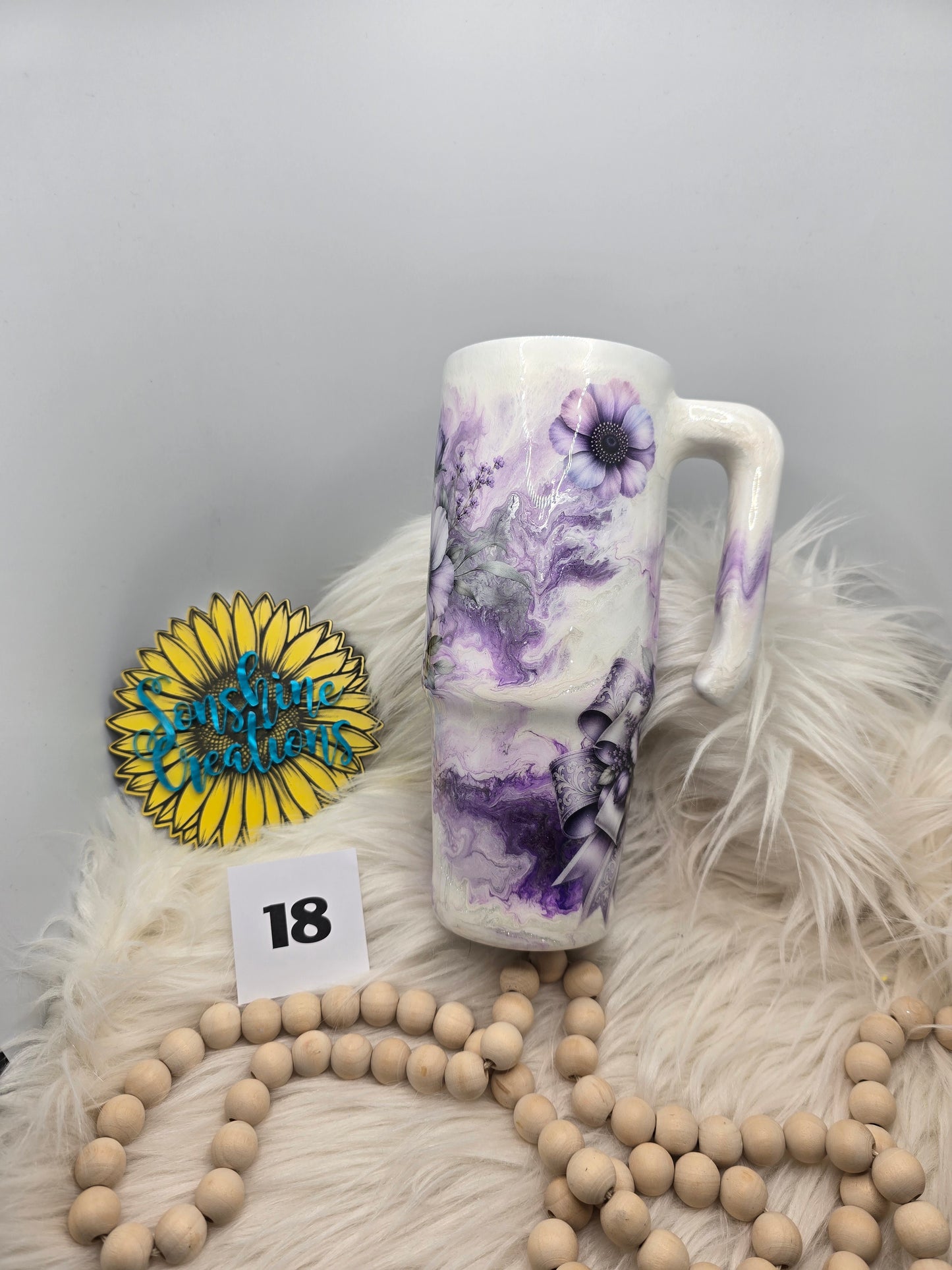 #18 - 30oz Grippy - Purple Marble with Life is Short quote