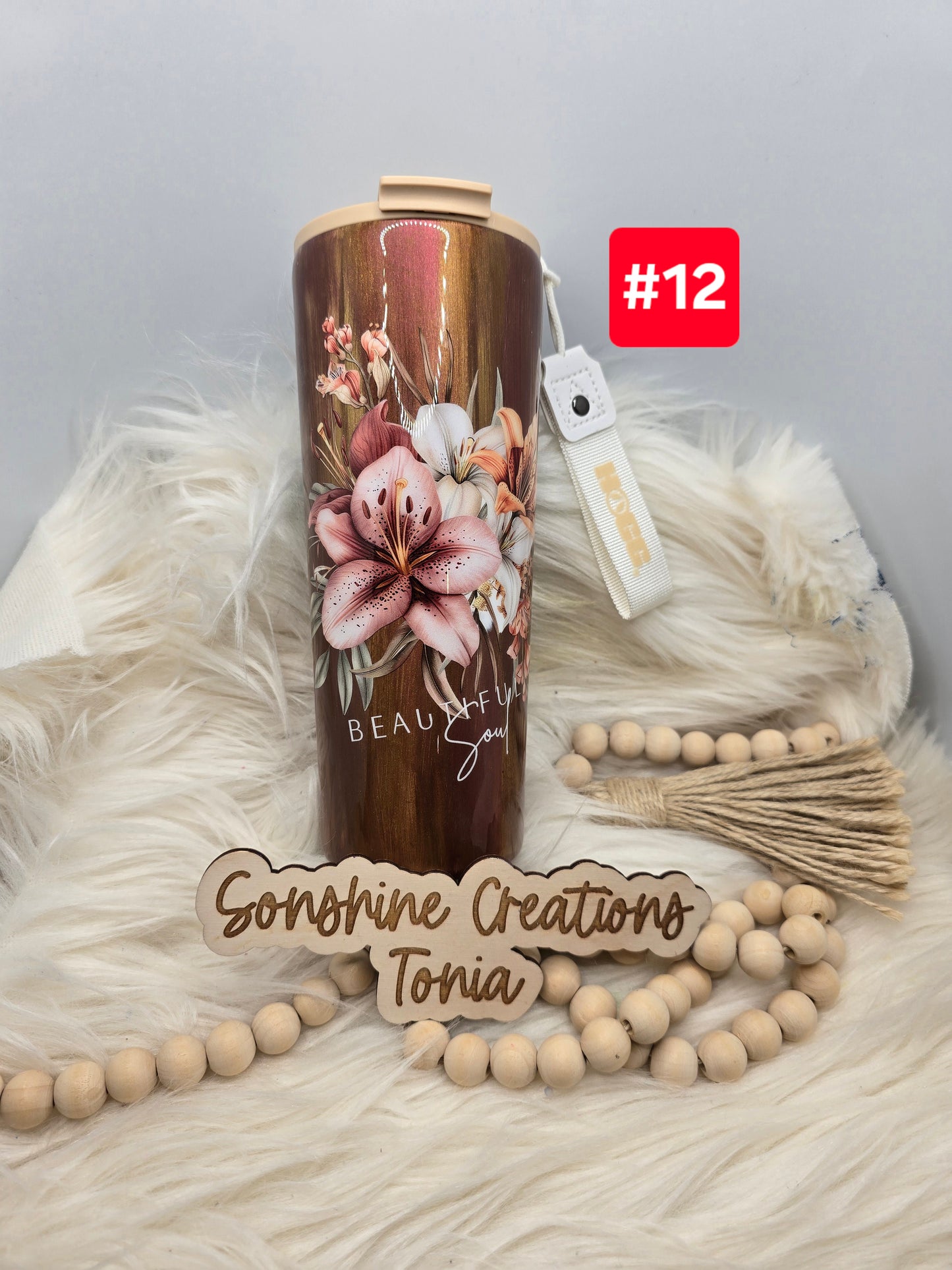 #12 Live Sale 5/03/2026 - 24oz Dual Flip- Brush Stroke, Flower, Beautiful Soul
