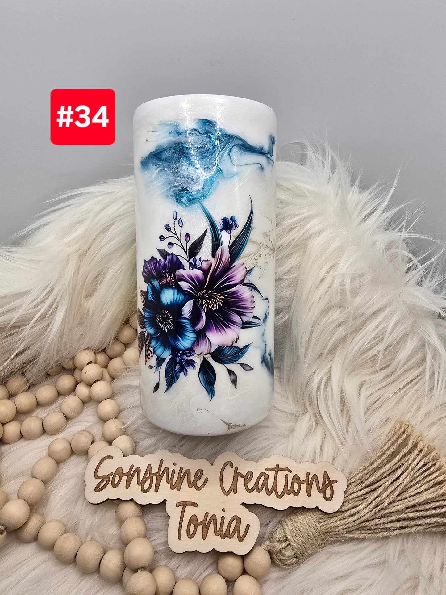 LIVE SALE 5/042025 - #34- 20oz Thick: Corpse reviver elegance with turquoise purple flowers