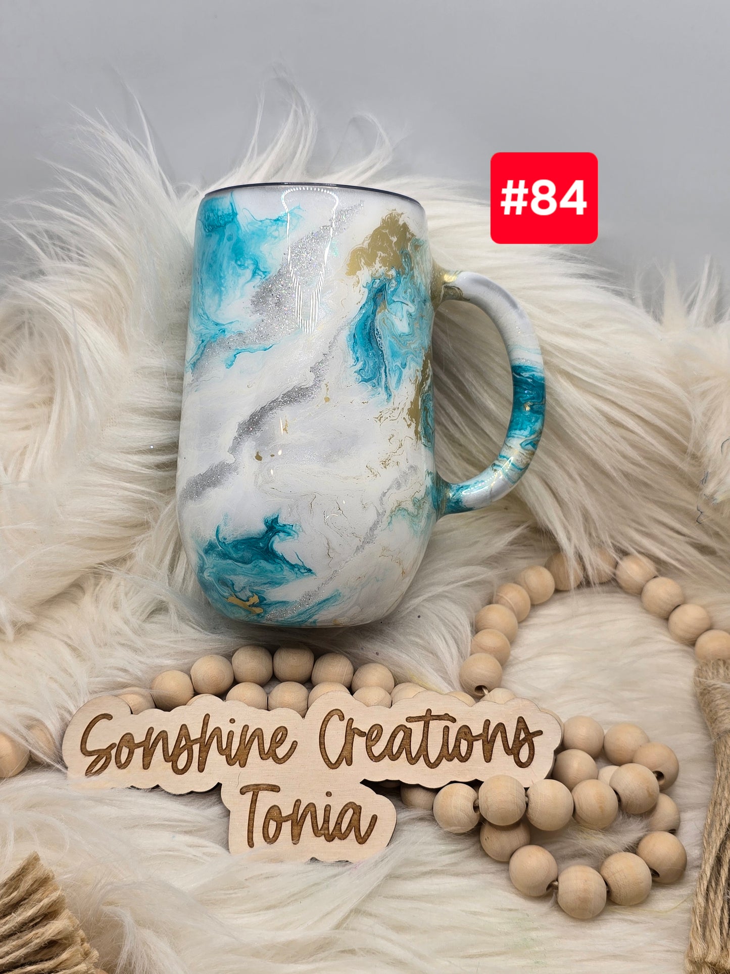 #84 Live Sale 2/01/2026 - 16oz Coffee mug- Teal elegance Fuchsia butterfly