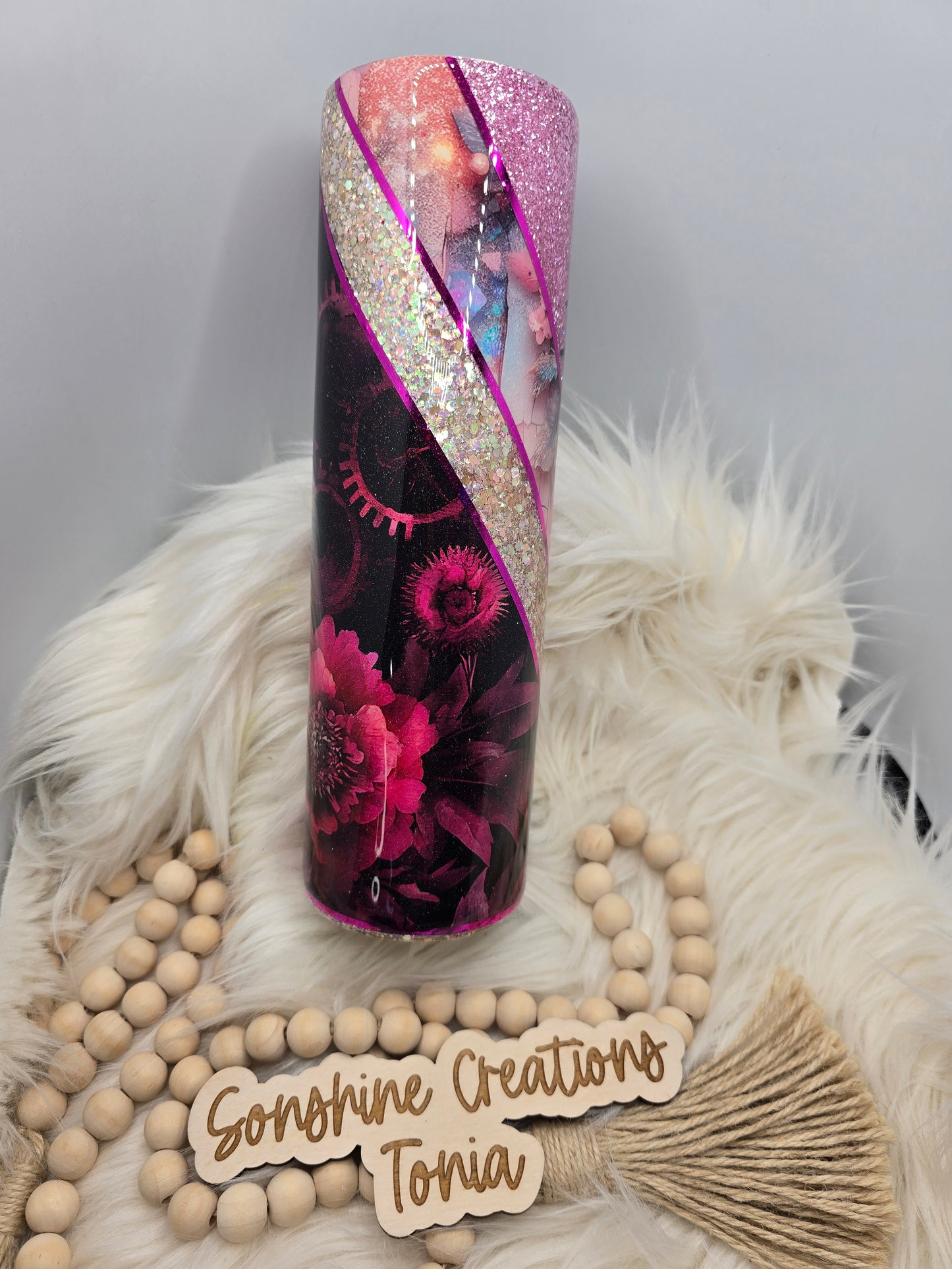 Birthday Drop 06/06/2025 - 35oz Duo- pink flower multimedia- "Keep Going"