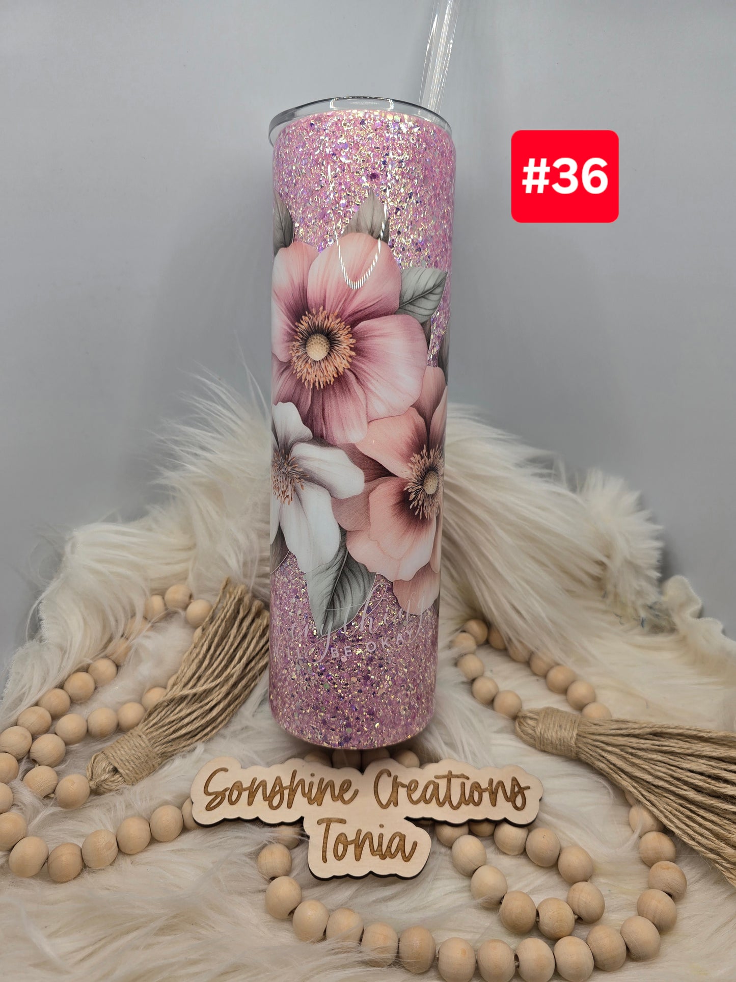#36 Live Sale 3/15/2026 - 35oz Skinny- Steadfast glitter with large flowers