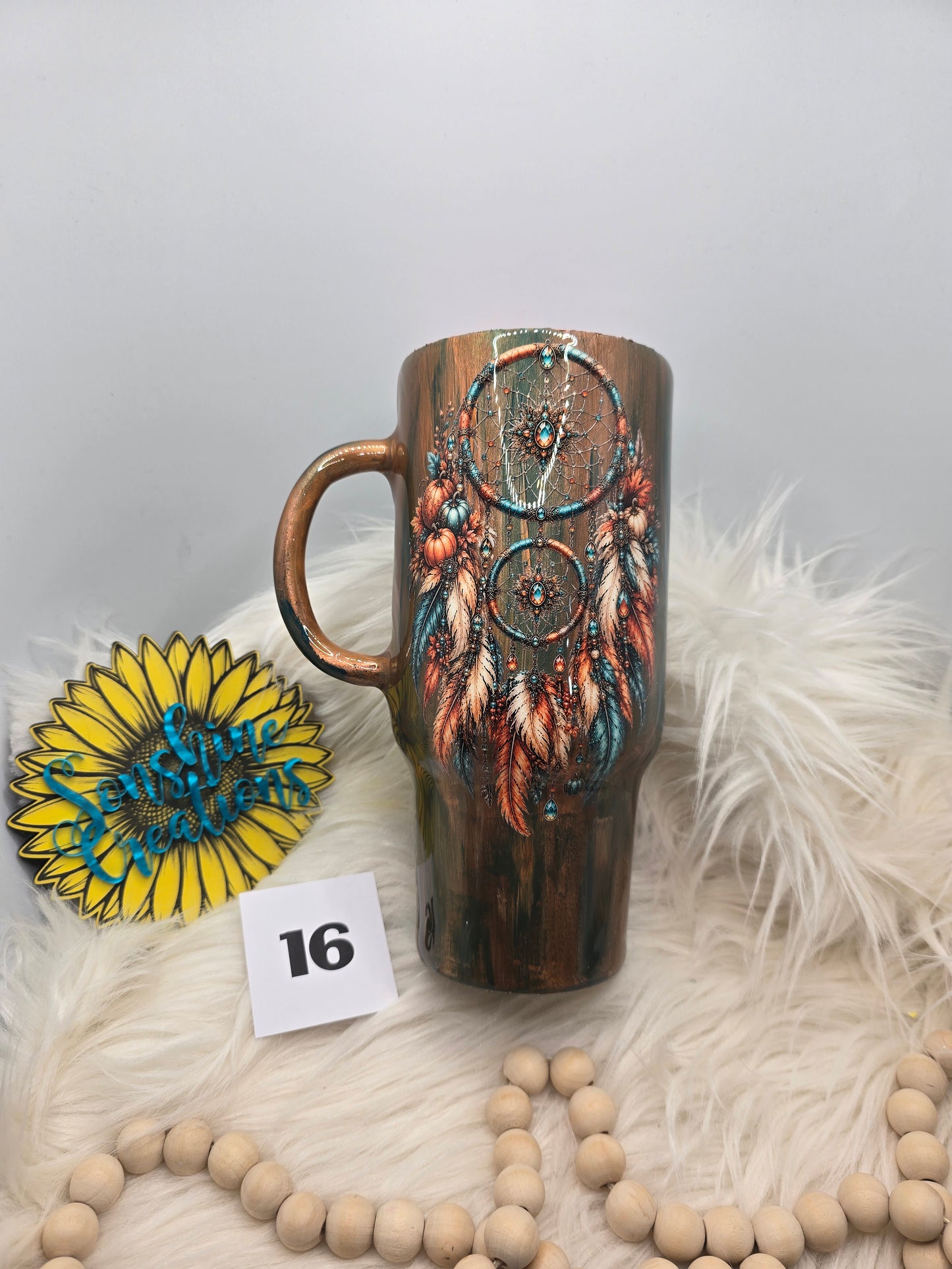 #16 - 32oz Tipsy Traveler - Handpainted with Pumpkin Dreamcatcher