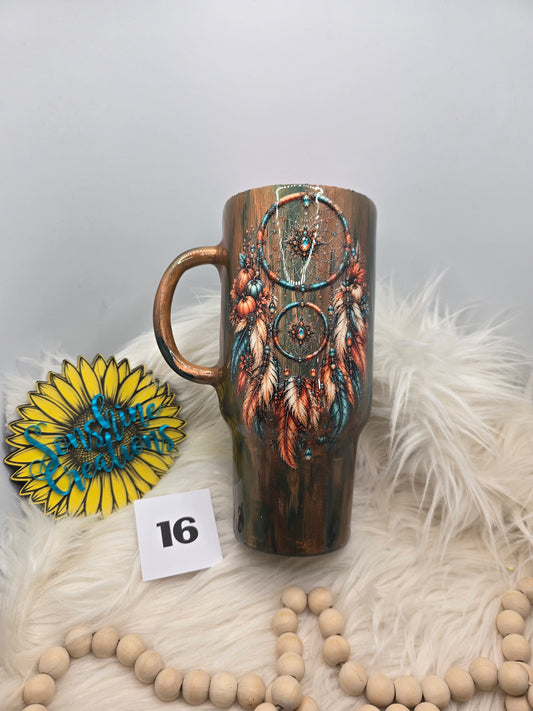 #16 - 32oz Tipsy Traveler - Handpainted with Pumpkin Dreamcatcher