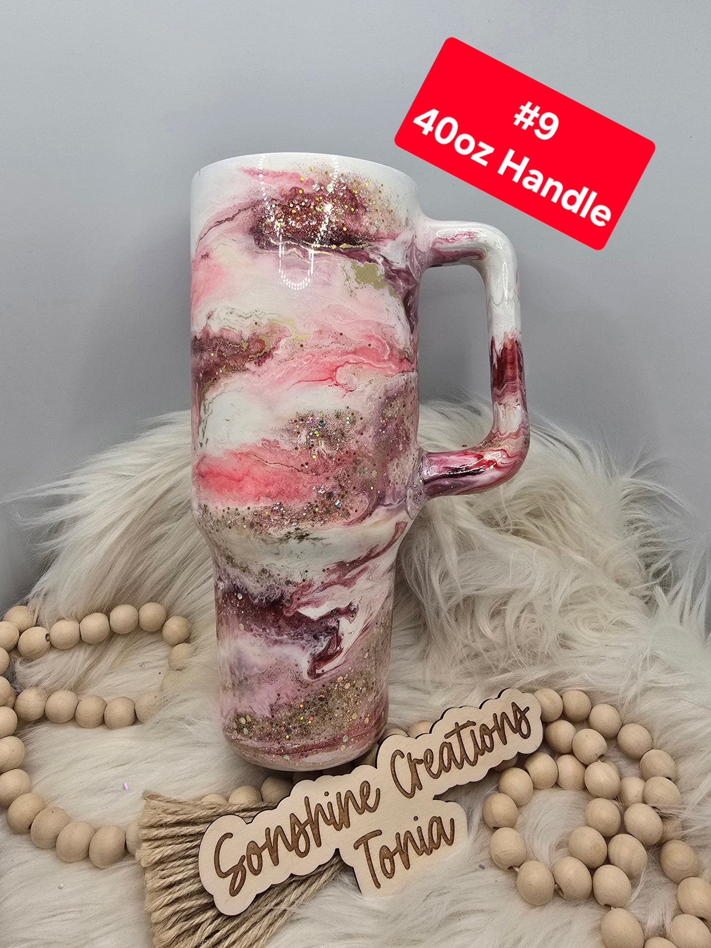 #9 Tonia's Live Creations - 40oz Handle- Strawberry Shortcake zippy elegance ** Decal can be added **