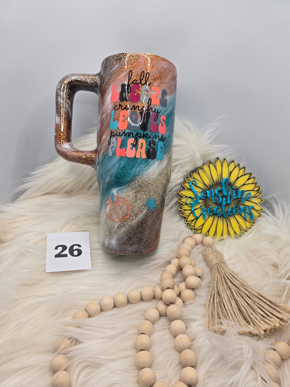 #26 - 30oz Big Swig - Fall Breeze Quote & Pumpkins- Milkyway