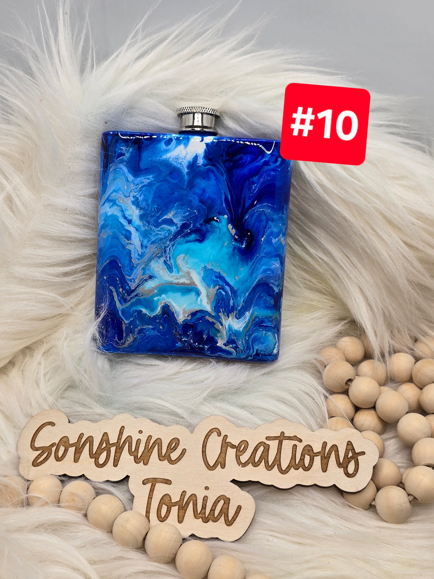 #10 Live Sale 2/01/2026 - Stainless Flask- Blue ink swirl- Eagle flag