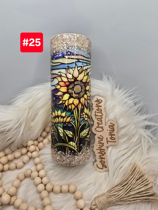 LIVE SALE 5/042025 - #25- 30oz duo: Stained glass sunflower "You are my Sunshine"