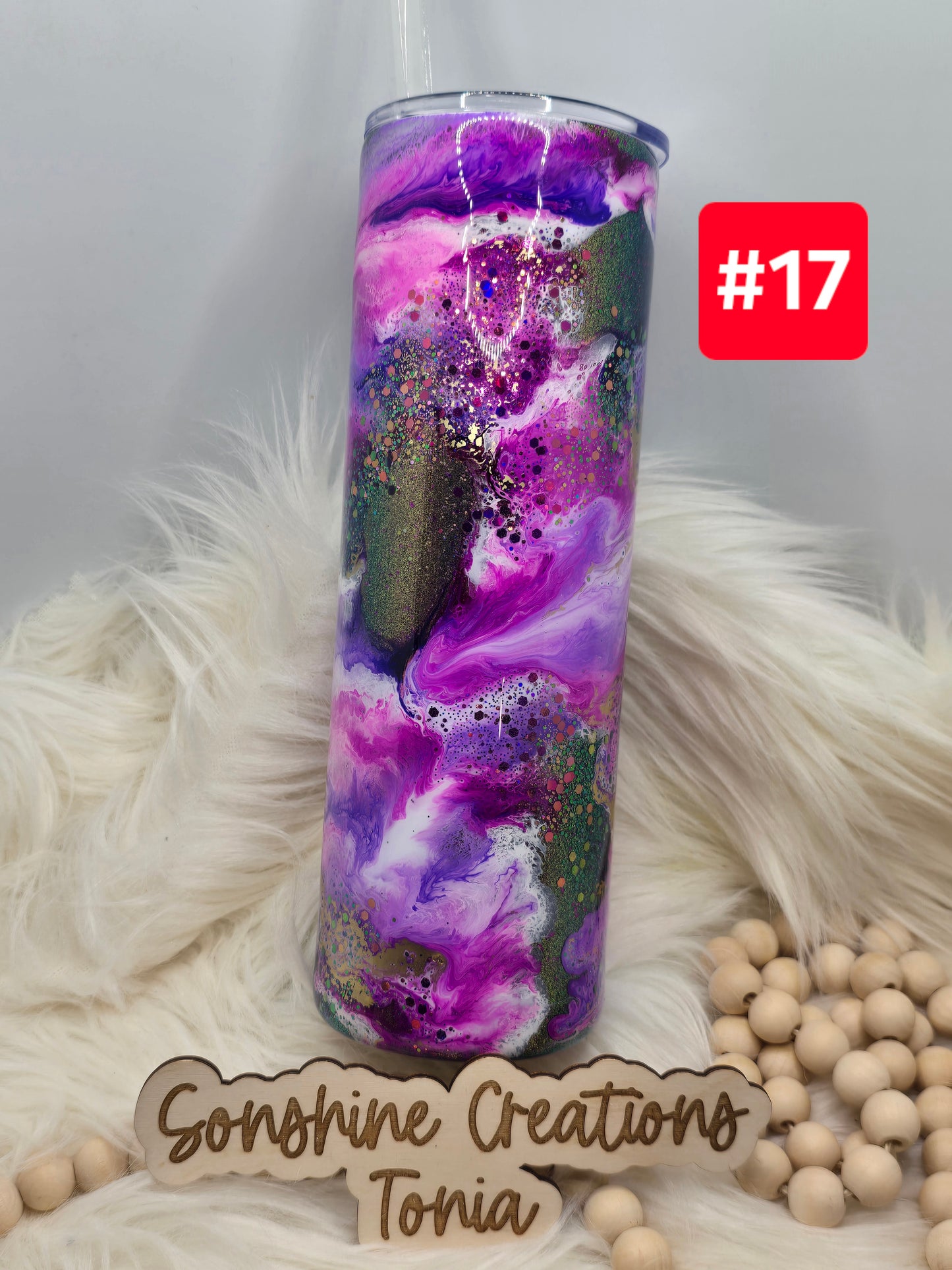 #17 Live Sale 2/01/2026 - 30oz Skinny- Purple/pink ink swirl Dragonfly