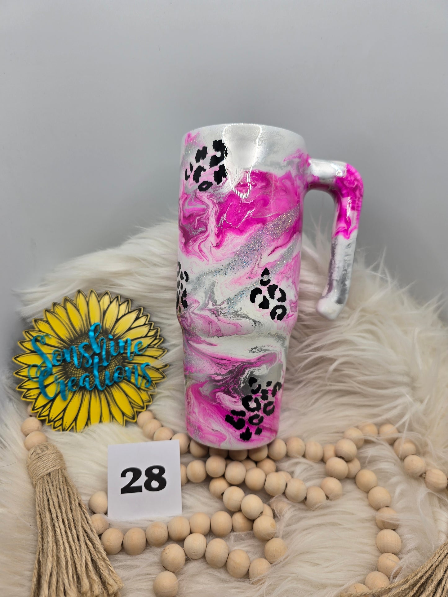 #28- 30oz Grippy- Pink swirl w/leopard - I'm not just a mom