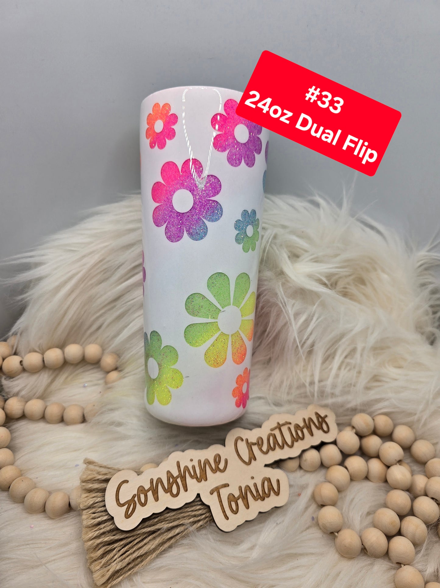 #33 Tonia's Live Creations : 24oz Dual Flip- 70's peakaboo