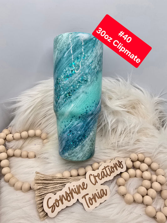 #40Tonia's Live Creations : 30oz Clipmate- Teal milkyway **Decal can be added**