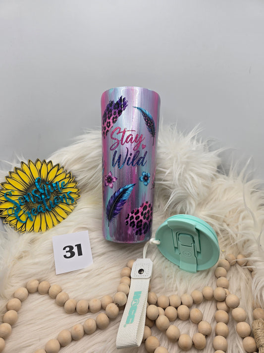 #31 - 24oz Dual Flip, mint lid - Leopard Foil with Stay Wild