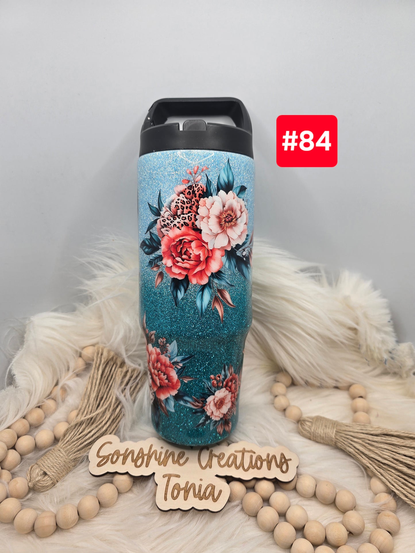 #84 Live Sale 3/15/2026 -30oz Clipmate- Teal ombre- She is... Flowers