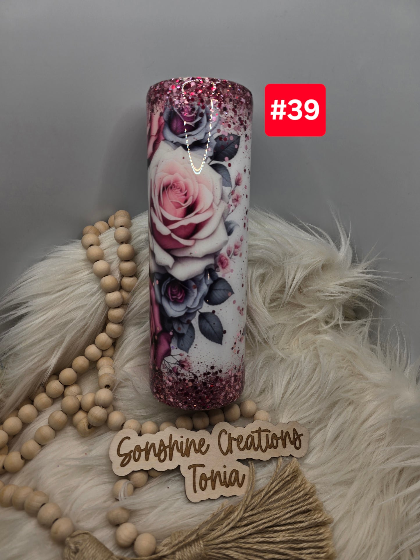 #39- Live Sale 07/13/2025 -  30oz Skinny- Pink Rose Skull Wrap