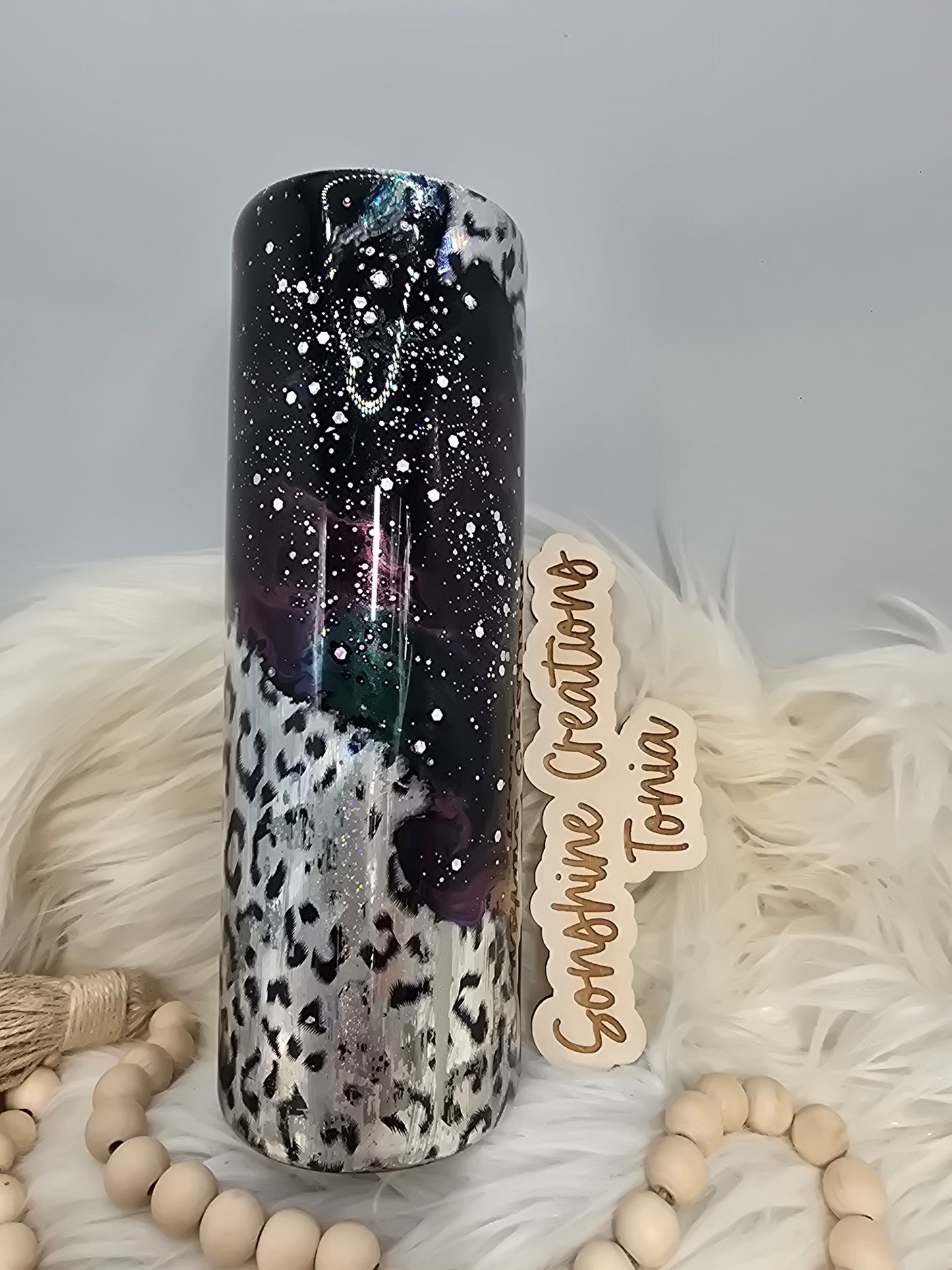 30oz Skinny-Leopard foil galaxy swirl