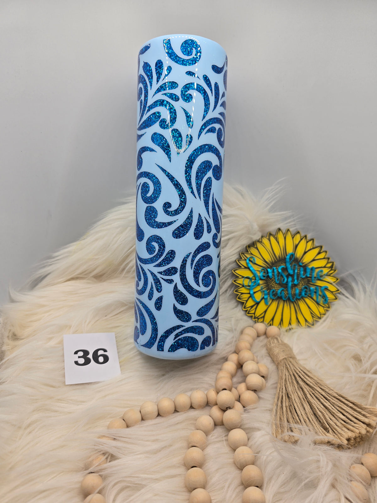 #36 - 35oz Skinny - Blue - Tooled Leather