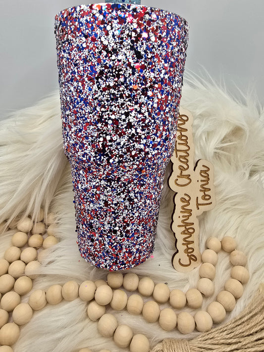 LIVE HYDRO DIP BASE 06/16/2025- 30oz Curve- Freedom Glitter: Let Freedom Ring